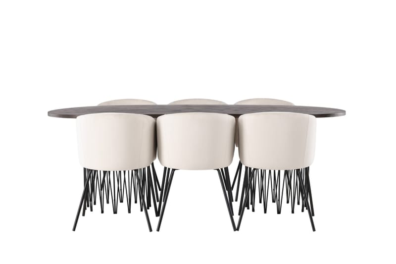 Stone Matgruppe 220 cm Rektangulær med 6 Berit stoler - Beige - Møbler - Bord - Spisegrupper