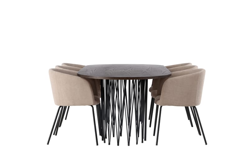 Stone Matgruppe 220 cm Rektangulær med 6 Berit stoler - Beige - Møbler - Bord - Spisegrupper