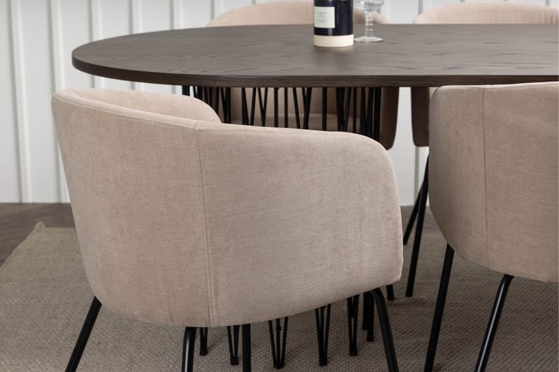 Stone Matgruppe 220 cm Rektangulær med 6 Berit stoler - Beige - Møbler - Bord - Spisegrupper