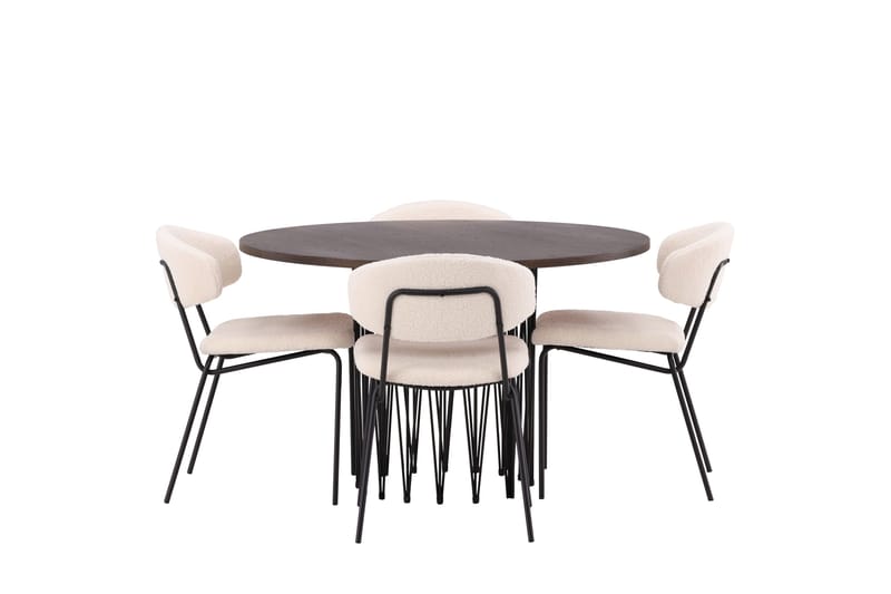 Stone Spisegruppe 120 cm Rund med 4 Chico Stoler, Sort