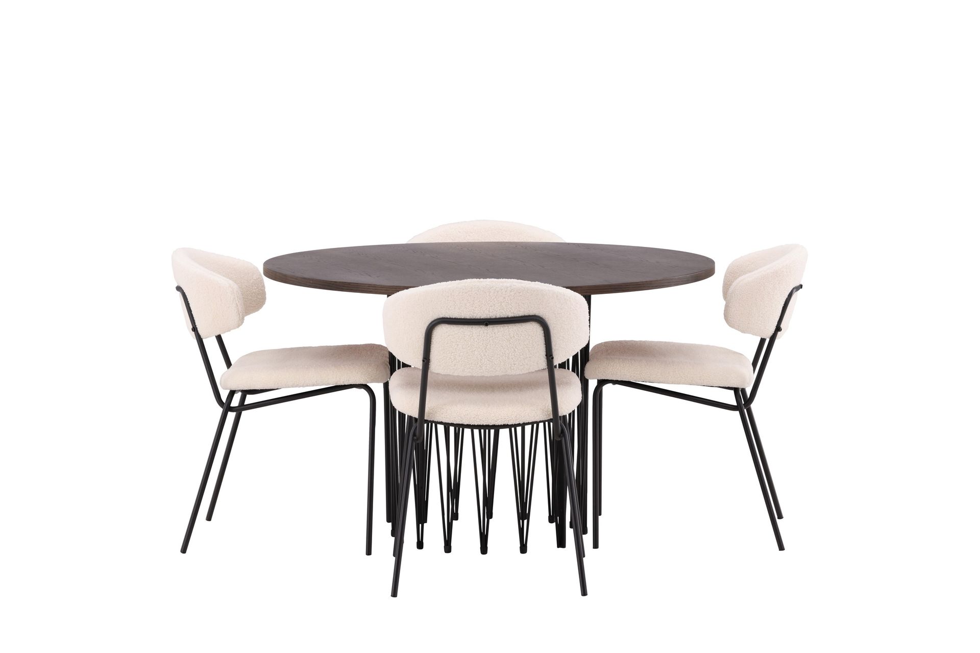 Stone Spisegruppe 120 cm Rund med 4 Chico Stoler - Sort - Møbler - Bord - Spisegrupper