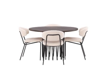 Stone Spisegruppe 120 cm Rund med 4 Chico Stoler - Sort - Møbler - Bord - Spisegrupper