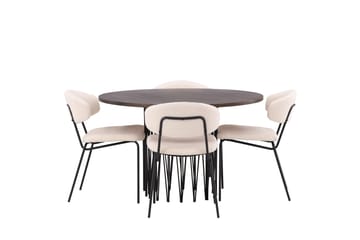Stone Spisegruppe 120 cm Rund med 4 Chico Stoler - Sort - Møbler - Bord - Spisegrupper