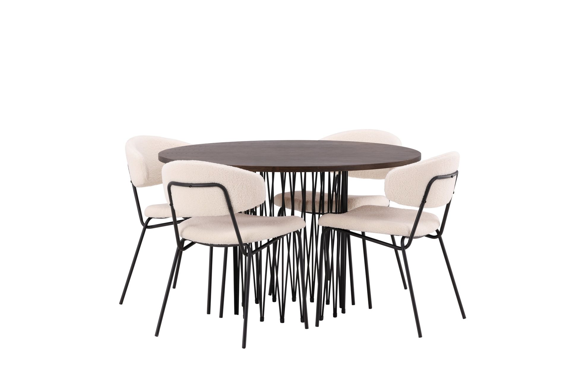Stone Spisegruppe 120 cm Rund med 4 Chico Stoler - Sort - Møbler - Bord - Spisegrupper