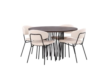 Stone Spisegruppe 120 cm Rund med 4 Chico Stoler - Sort - Møbler - Bord - Spisegrupper