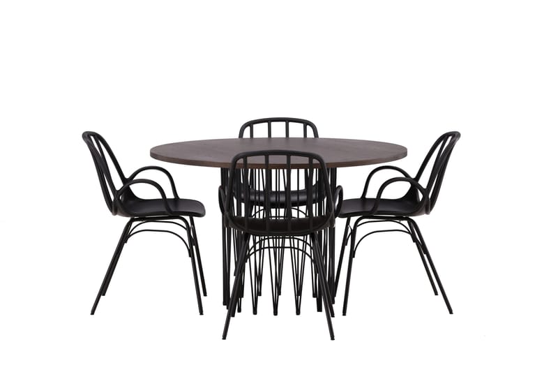 Stone Spisegruppe 120 cm Rund med 4 Dyrön Stoler, Sort