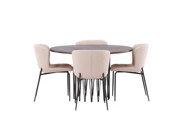 Stone Spisegruppe 120 cm Rund med 4 Modesto-stoler - Mørkegrå - Møbler - Bord - Spisegrupper