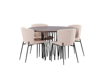 Stone Spisegruppe 120 cm Rund med 4 Modesto-stoler - Mørkegrå - Møbler - Bord - Spisegrupper