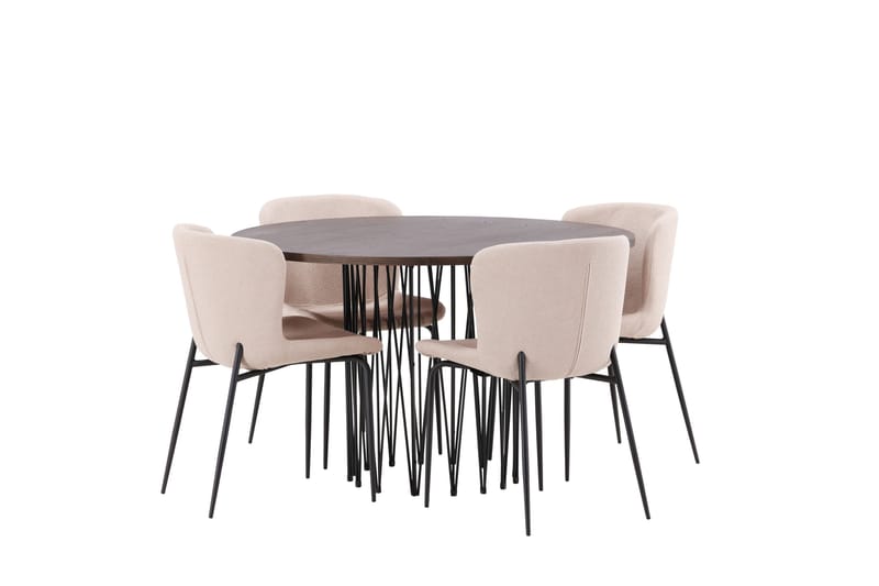 Stone Spisegruppe 120 cm Rund med 4 Modesto-stoler - Mørkegrå - Møbler - Bord - Spisegrupper