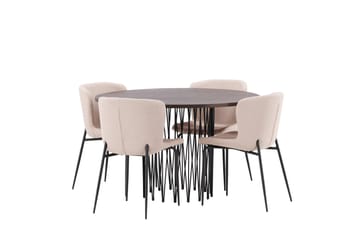 Stone Spisegruppe 120 cm Rund med 4 Modesto-stoler - Mørkegrå - Møbler - Bord - Spisegrupper