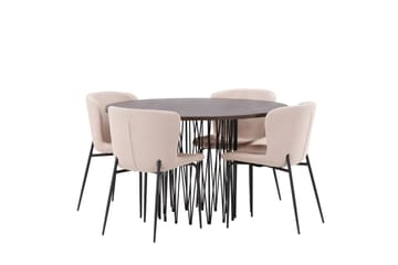 Stone Spisegruppe 120 cm Rund med 4 Modesto-stoler - Mørkegrå - Møbler - Bord - Spisegrupper