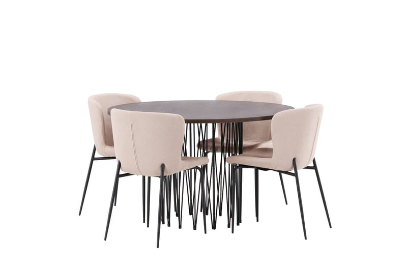 Stone Spisegruppe 120 cm Rund med 4 Modesto-stoler - Mørkegrå - Møbler - Bord - Spisegrupper
