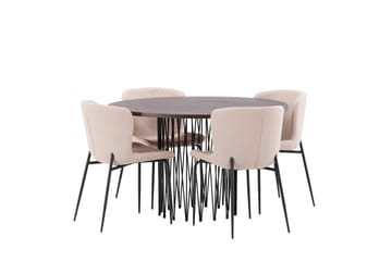 Stone Spisegruppe 120 cm Rund med 4 Modesto-stoler - Mørkegrå - Møbler - Bord - Spisegrupper
