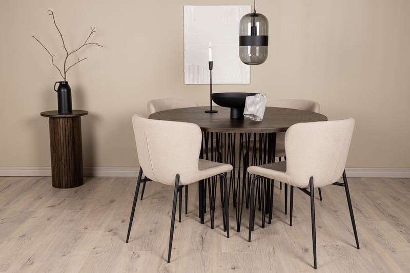 Stone Spisegruppe 120 cm Rund med 4 Modesto-stoler - Mørkegrå - Møbler - Bord - Spisegrupper
