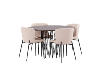 Stone Spisegruppe 120 cm Rund med 4 Modesto-stoler - Mørkegrå - Møbler - Bord - Spisegrupper