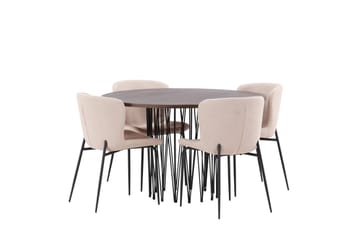Stone Spisegruppe 120 cm Rund med 4 Modesto-stoler - Mørkegrå - Møbler - Bord - Spisegrupper