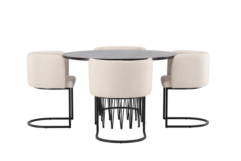 Stone Spisegruppe 120 cm Rund med 4 Simrishamn Stoler - Beige - Møbler - Bord - Spisegrupper