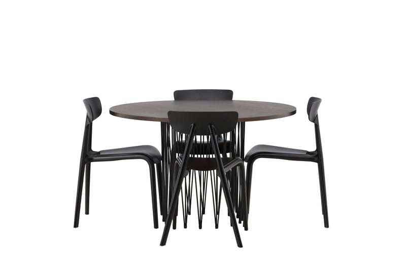 Stone Spisegruppe 120 cm Rund med 4 Ursholmen Stoler, Sort