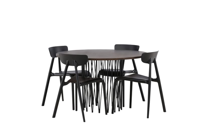 Stone Spisegruppe 120 cm Rund med 4 Ursholmen Stoler - Sort - Møbler - Bord - Spisegrupper