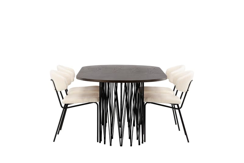 Stone Spisegruppe 220 cm Oval med 4 Chico Stoler - Sort - Møbler - Bord - Spisegrupper