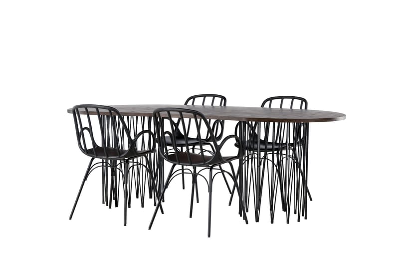 Stone Spisegruppe 220 cm Oval med 4 Dyrön Stoler - Sort - Møbler - Bord - Spisegrupper