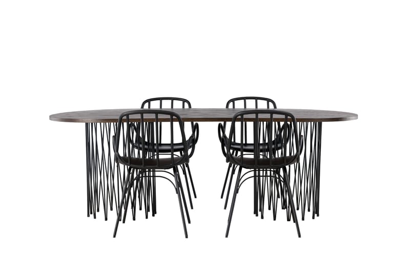 Stone Spisegruppe 220 cm Oval med 4 Dyrön Stoler - Sort - Møbler - Bord - Spisegrupper