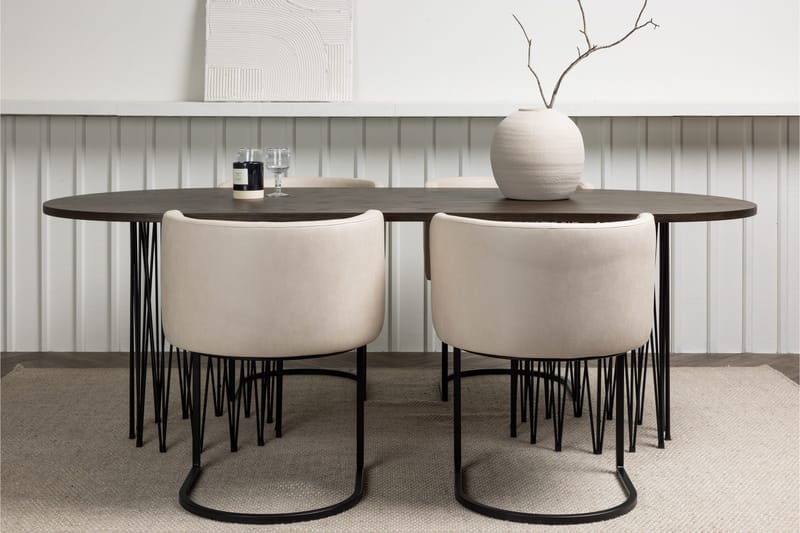 Stone Spisegruppe 220 cm Oval med 4 Simrishamn Stoler - Beige - Møbler - Bord - Spisegrupper