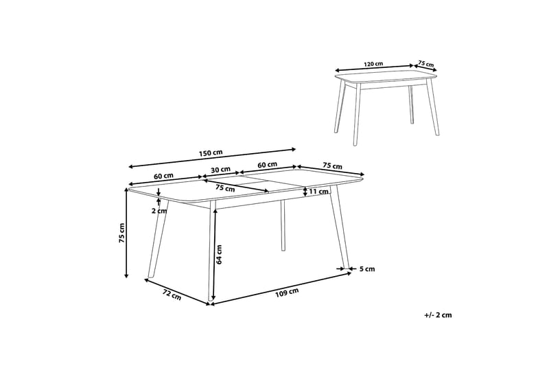 Taber Spisebord Uttrekkbart 120-150x75 cm - Lysebrun - Møbler - Bord - Spisebord & kjøkkenbord