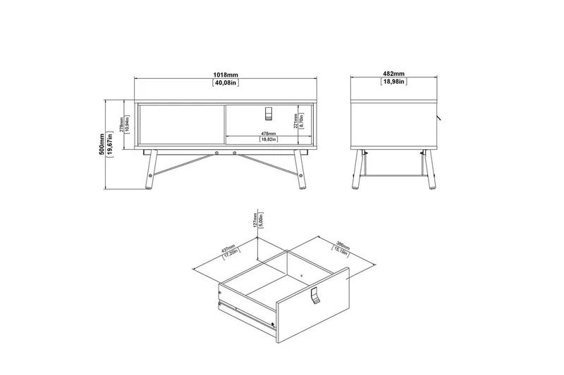 Tadami Rektangulært Sofabord med Skuff 102 cm i Tre - Beige - Møbler - Bord - Sofabord