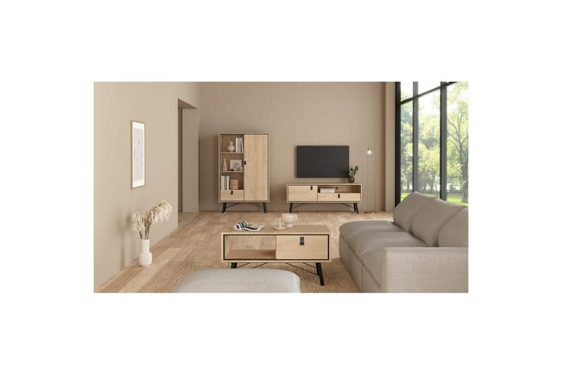 Tadami Rektangulært Sofabord med Skuff 102 cm i Tre - Beige - Møbler - Bord - Sofabord