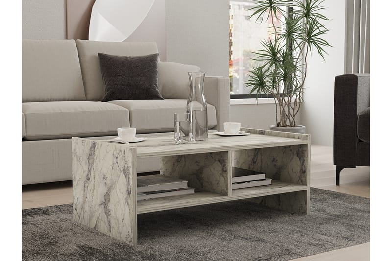 Taharoa Sofabord 90 cm - Hvit Marmor - Møbler - Bord - Sofabord