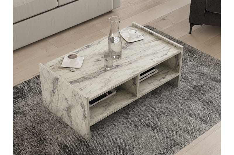 Taharoa Sofabord 90 cm - Hvit Marmor - Møbler - Bord - Sofabord
