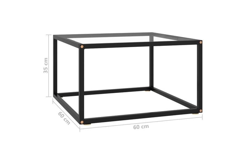 Tebord svart med herdet glass 60x60x35 cm - Svart - Sofabord