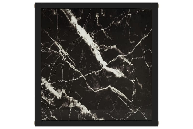 Tebord svart med marmorglass 40x40x50 cm - Svart - Sofabord