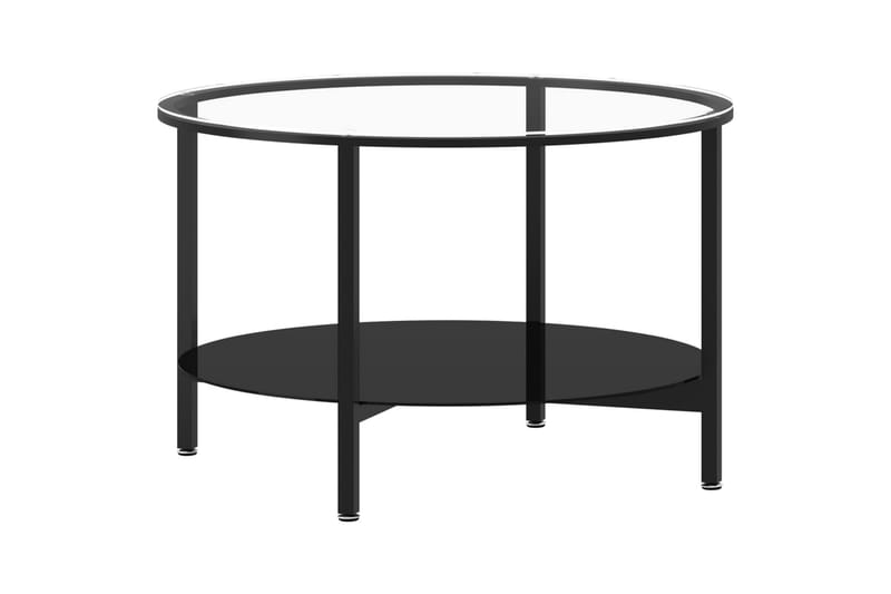Tebord svart og gjennomsiktig 70 cm herdet glass - Svart - Sofabord