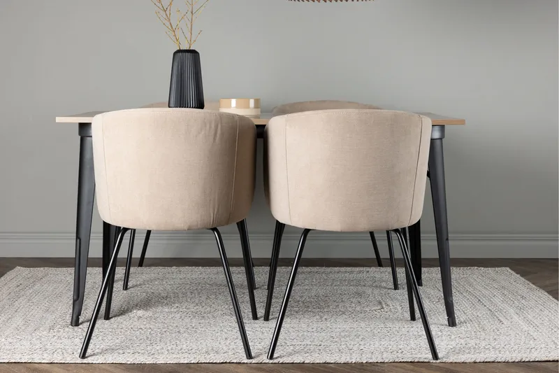 Tempe Matgruppe 140 cm Rektangulær med 4 Berit stoler - Beige - Møbler - Bord - Spisegrupper