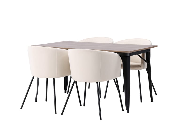 Tempe Matgruppe 140 cm Rektangulær med 4 Berit stoler - Beige - Møbler - Bord - Spisegrupper