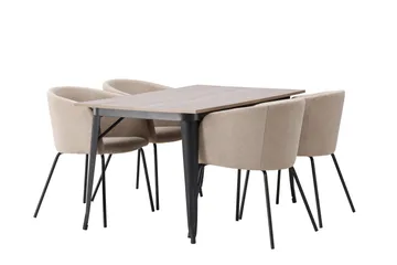 Tempe Matgruppe 140 cm Rektangulær med 4 Berit stoler - Beige - Møbler - Bord - Spisegrupper