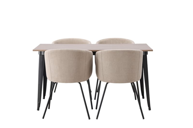 Tempe Matgruppe 140 cm Rektangulær med 4 Berit stoler - Beige - Møbler - Bord - Spisegrupper