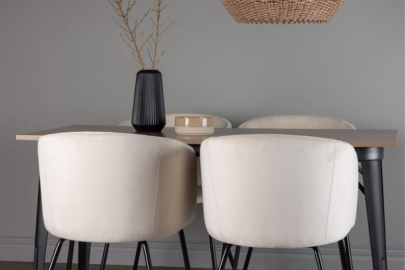 Tempe Matgruppe 140 cm Rektangulær med 4 Berit stoler - Beige - Møbler - Bord - Spisegrupper