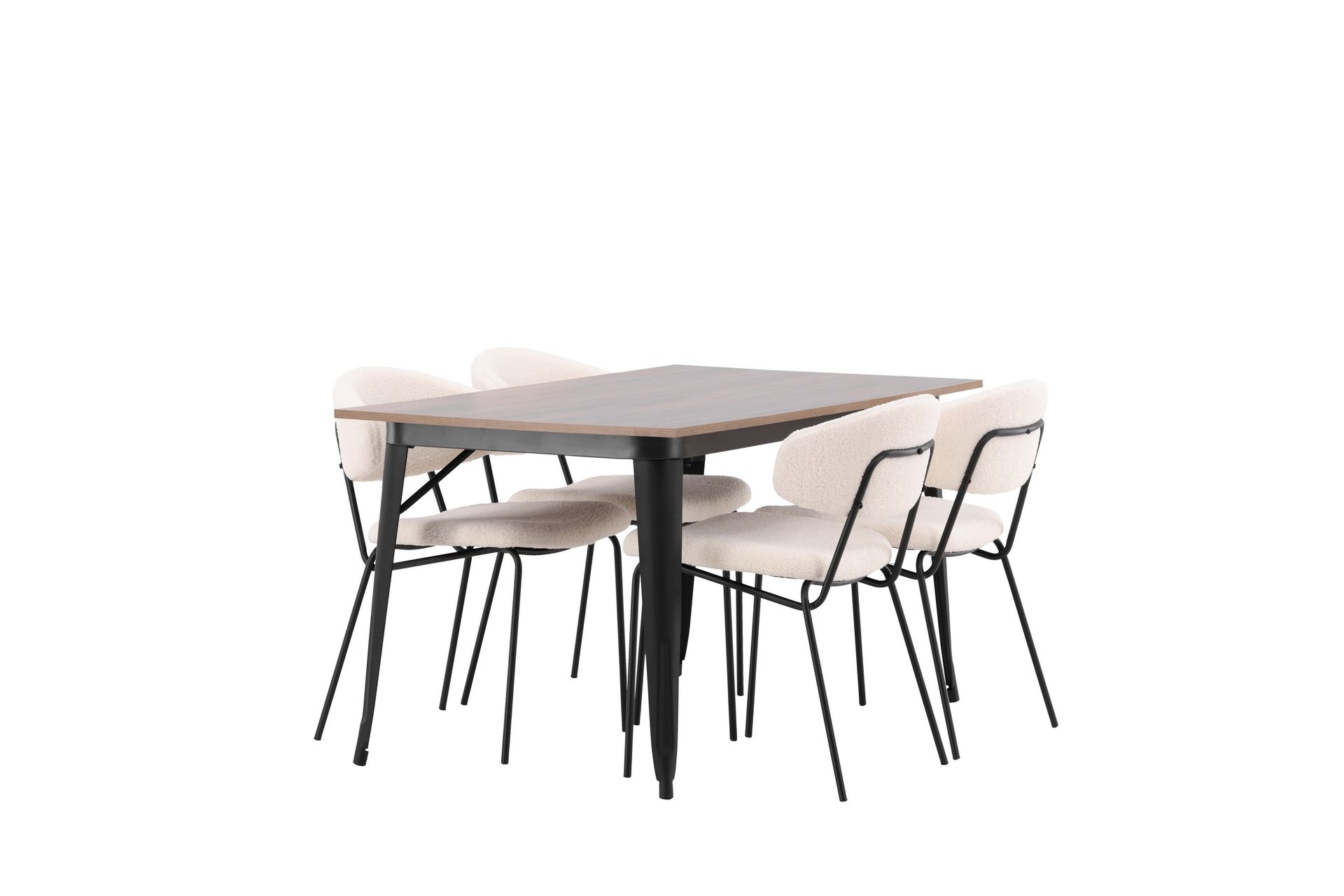 Tempe Matgruppe 140 cm Rektangulær med 4 Chico stoler - Valnød - Møbler - Bord - Spisegrupper