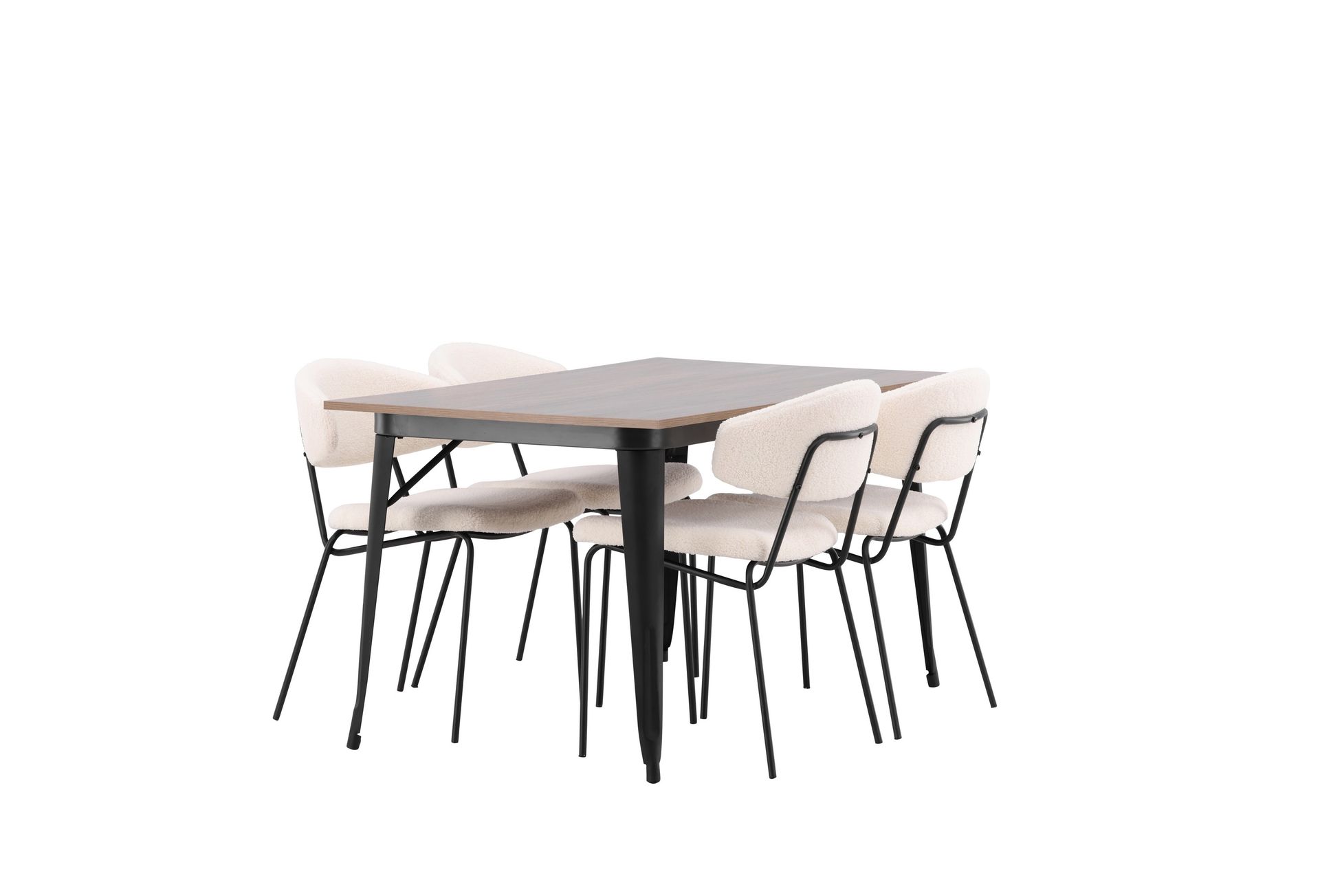 Tempe Matgruppe 140 cm Rektangulær med 4 Chico stoler - Valnød - Møbler - Bord - Spisegrupper