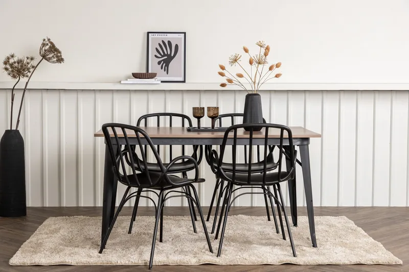 Tempe Matgruppe 140 cm Rektangulær med 4 Dyrön stoler - Sort - Møbler - Bord - Spisegrupper