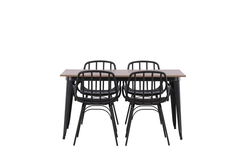 Tempe Matgruppe 140 cm Rektangulær med 4 Dyrön stoler, Sort