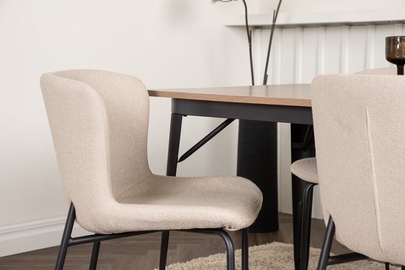 Tempe Matgruppe 140 cm Rektangulær med 4 Modesto stoler - Beige - Møbler - Bord - Spisegrupper