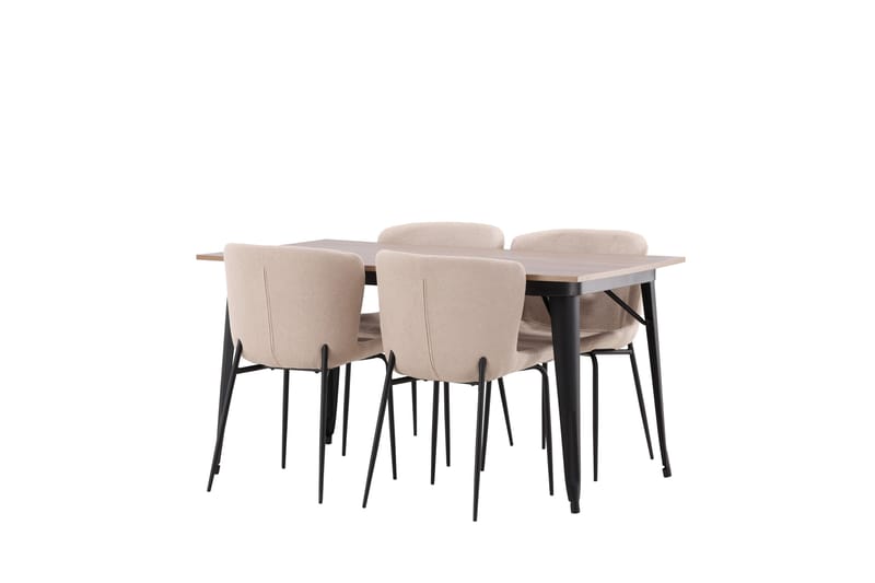 Tempe Matgruppe 140 cm Rektangulær med 4 Modesto stoler - Beige - Møbler - Bord - Spisegrupper