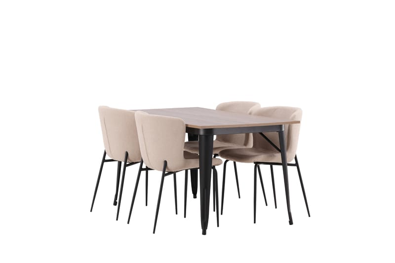 Tempe Matgruppe 140 cm Rektangulær med 4 Modesto stoler - Beige - Møbler - Bord - Spisegrupper