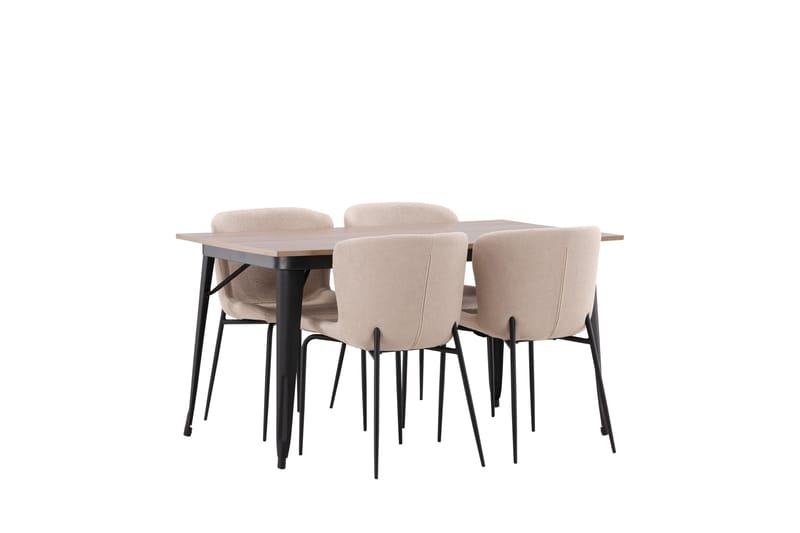 Tempe Matgruppe 140 cm Rektangulær med 4 Modesto stoler - Beige - Møbler - Bord - Spisegrupper
