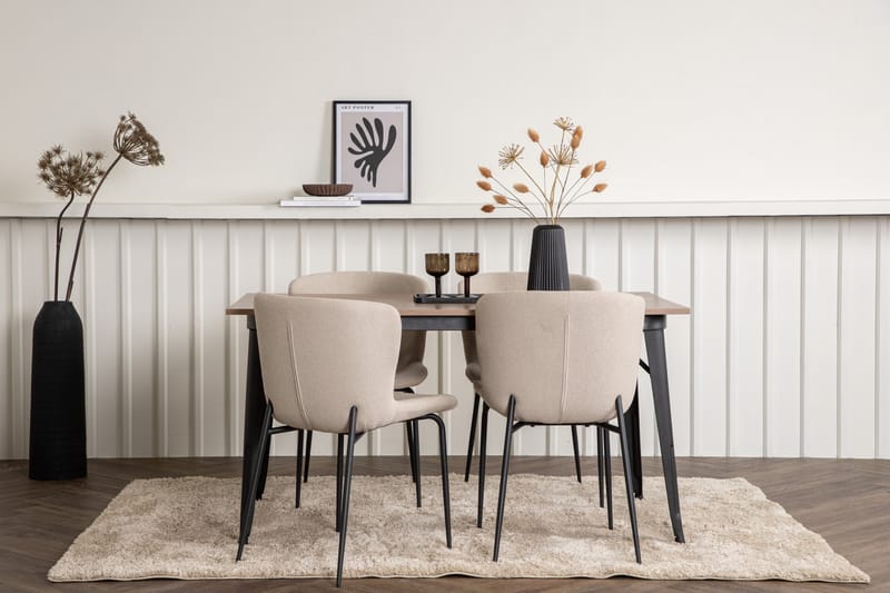 Tempe Matgruppe 140 cm Rektangulær med 4 Modesto stoler - Beige - Møbler - Bord - Spisegrupper