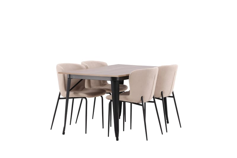 Tempe Matgruppe 140 cm Rektangulær med 4 Modesto stoler - Beige - Møbler - Bord - Spisegrupper